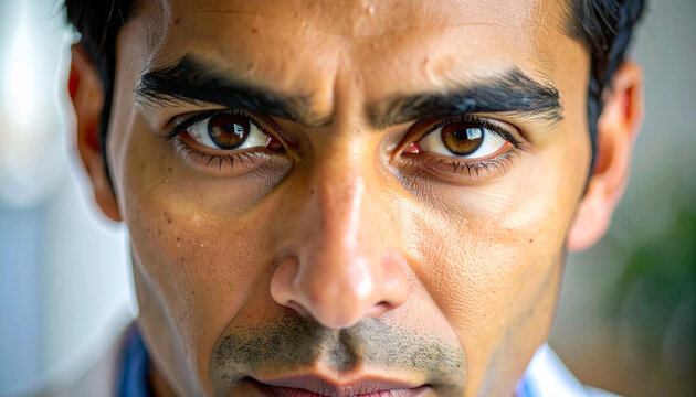 Close up of a man with intense expression
