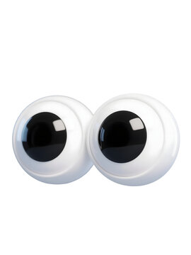 Googly eyes, pair of plastic craft eyes with black pupils, cartoon eyeballs for DIY projects, puppets, costumes, and creative arts and crafts, isolated object.