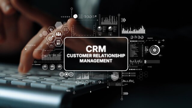 Modern Business Concept of Customer Relationship Management with Data Analytics and Digital Interface Elements. Asymptotic smart data analytic.