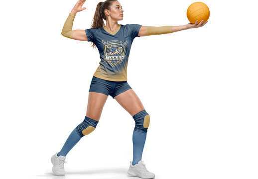 Woman Wearing A Full Volleyball Mockup