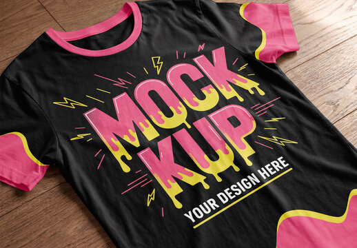 T Shirt Wooden Floor Mockup