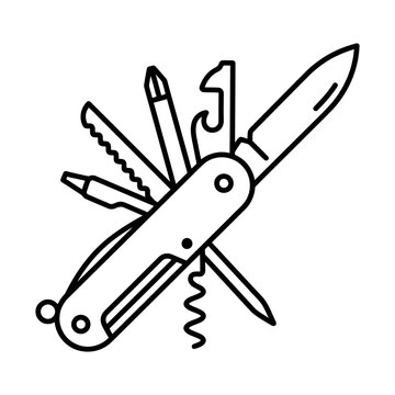 multi tool pocket knife line icon