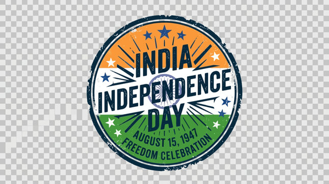 India Independence Day Stamp Badge - August 15, 1947 Freedom Celebration