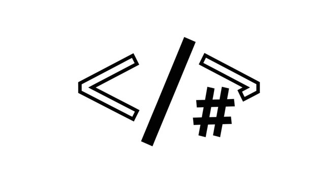 Digital Coding Script Icon with Hashtag Symbol for Web Design and Social Media Content