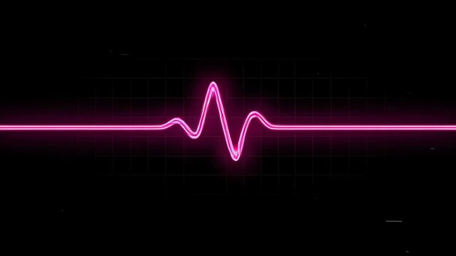 A vibrant pink neon pulse flickers across the screen to signify vital medical activity while displaying electrical fluctuations that monitor rhythmic heart patterns during an intense clinical