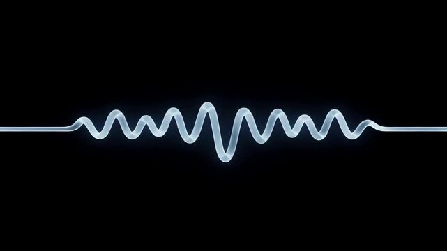 A glowing cyan pulse oscillates through the darkness to represent electronic digital information and sound vibrations within a sophisticated communications network that connects global computing