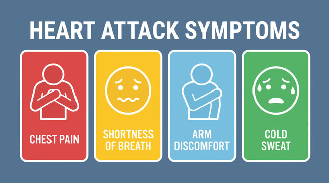 Heart Attack Symptoms Vector Illustration