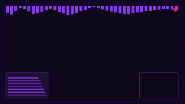 Digital audio spectrum visualizer with hud interface overlay for music production and streaming animation 4k