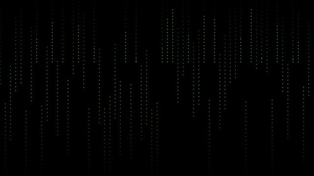 Digital matrix rain animation 4k background, with falling green, binary code data, stream for cyber, security and technology concepts