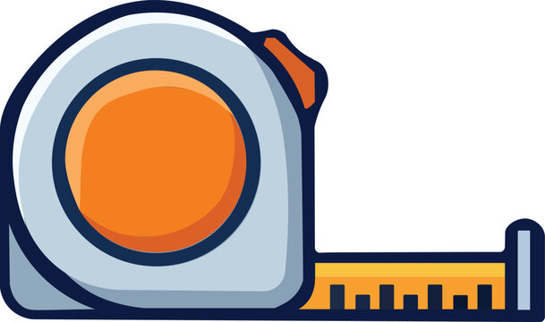 Measuring Tool Icon: A stylized illustration of a tape measure, a common tool for measurement, rendered in a clean, flat design style.
