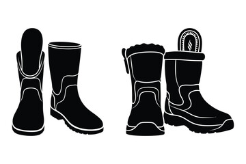 Warm winter snow boots set vector illustration with footwear clothing illustration © MdShafiq