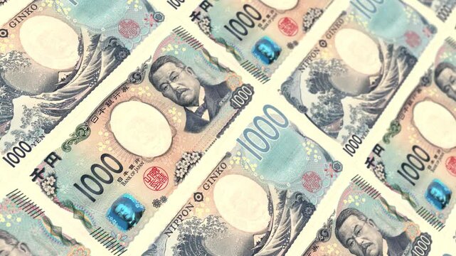 Japanese 1000 Yen Cash Loop Background Banking Finance Business Currency Animation
