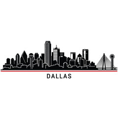 Obraz premium Minimalist black silhouette of the Dallas Texas city skyline view