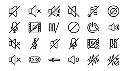 Fototapeta premium Vector Icons Mute and Silent Mode Icon Set for Multimedia Interface Design. EPS Editable