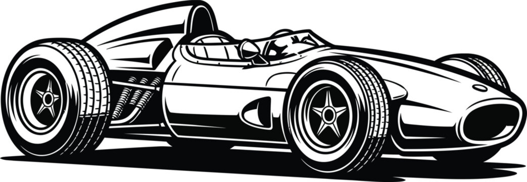 Black and white vector illustration of a car wheel with star rim