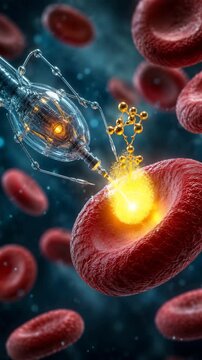 Microscopic Nanobots Repairing Diseased Cells in Bloodstream