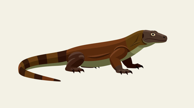 Stylized Komodo Dragon Illustration Isolated on Light Background