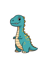 Fototapeta premium Cute cartoon dinosaur standing and smiling with a happy expression.