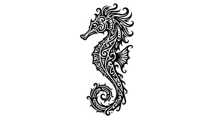 Tribal Seahorse Ornament Vector Illustration © Slamet