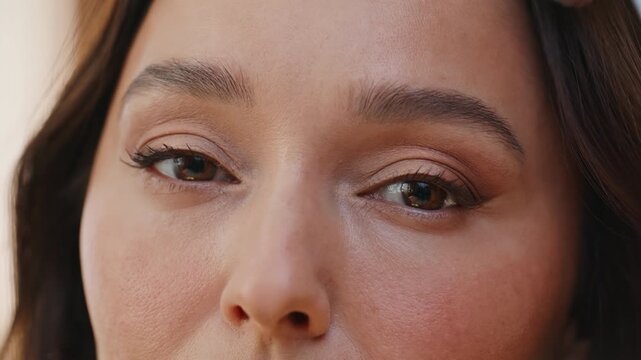 Portrait lady applying powder using makeup brush. Woman perfecting smooth skin