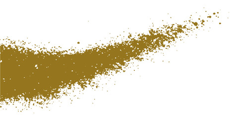 Abstract gold spray paint splatter trail on white background © Md