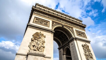 Fototapeta premium A low-angle view of a monumental triumphal arch with intricate carvings
