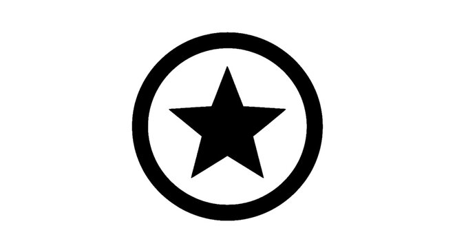 Minimal black silhouette icon, simple flat vector, bold black shape, no gradients, no shading black star icon inside a circle on a, flat icon style