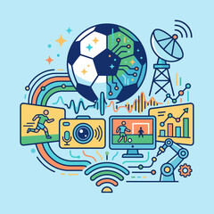 Fototapeta premium Modern digital sports technology and data analytics illustration