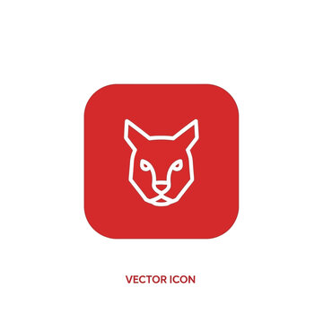 Minimalist Line Art Icon of a Cats Head.