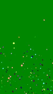 Multicolor confetti explosion falling down. Festive party celebration background.
