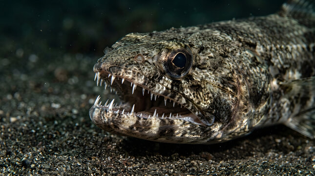 sharp teeth of lizard fish