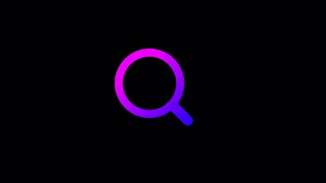  A magnifying glass icon appears centered on a screen  an active information scan animated search icon searching icon animated.


