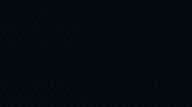 Dark Sci-Fi Hexagonal Grid Background, Futuristic Seamless Loop Tech Pattern with Subtly Glowing Teal Neon Geometric Hexagon Line Lattice Structure Animation Backdrop