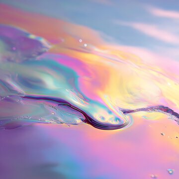 Iridescent Liquid Surface - A Mesmerizing Dance of Colors and Reflections.