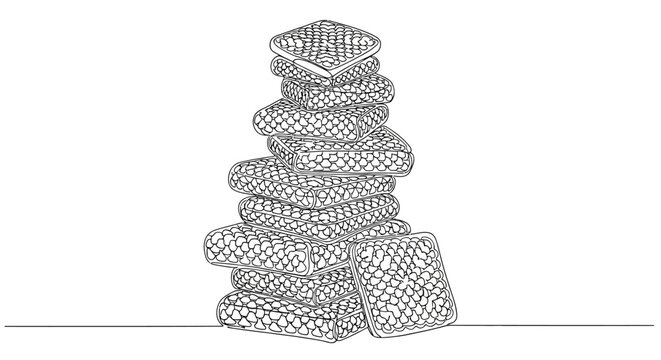 Stack of mattresses, sketch illustration, concept of sleep comfort, bedroom furniture, minimalist design