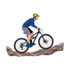 Obraz premium Mountain biker on rocky terrain