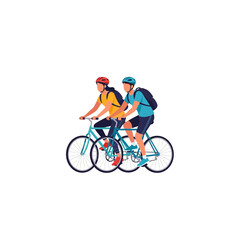 Obraz premium Two cyclists riding bicycles