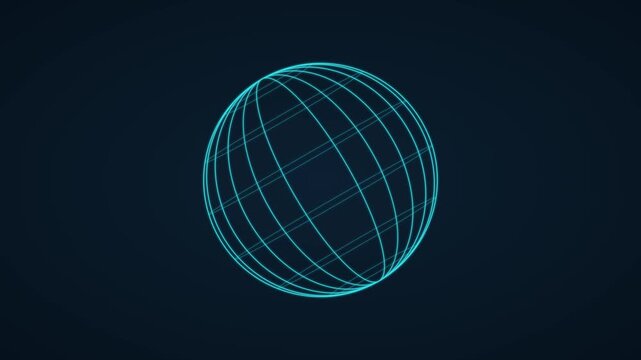 Rotating digital globe wireframe animation: abstract technology concept for global communication and data connectivity 4k
