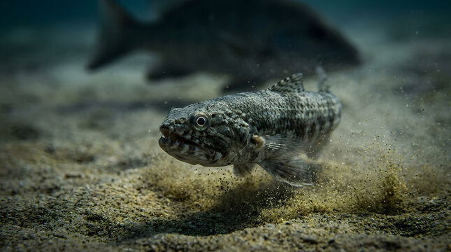 lizard fish swimming away from predator