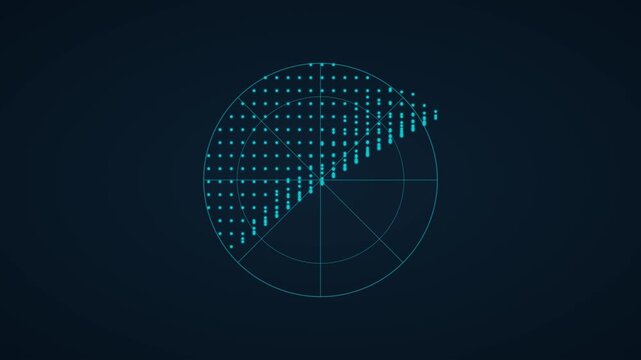 Digital radar interface scanning motion futuristic hud data visualization and circular scanning technology animation 4k