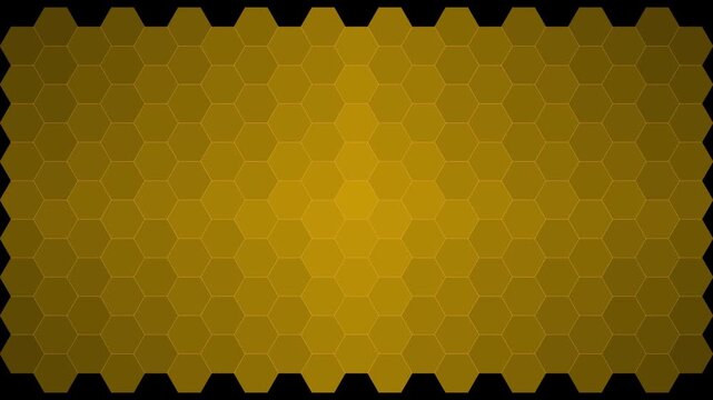 Golden hexagon pattern motion background, abstract geometric honeycomb animation 4k