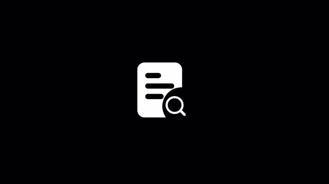  A magnifying glass icon appears centered on a screen  an active information scan animated search icon searching icon animated.



