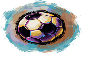 Naklejka premium ArArtistic Colorful Soccer Ball Vector Illustration with Dynamic Watercolor Brush Strokes for Sports Graphics, Football Championships, and Creative Editorial Designst & Illustration