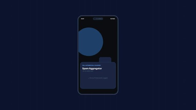 Spam Call Automatically Blocked Screen on Mobile Phone Interface