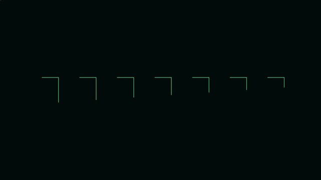 Minimalist digital loading animation with green geometric line patterns on 4k black background lines