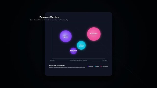 Business Metrics Bubble Chart Cross Channel Performance Animation