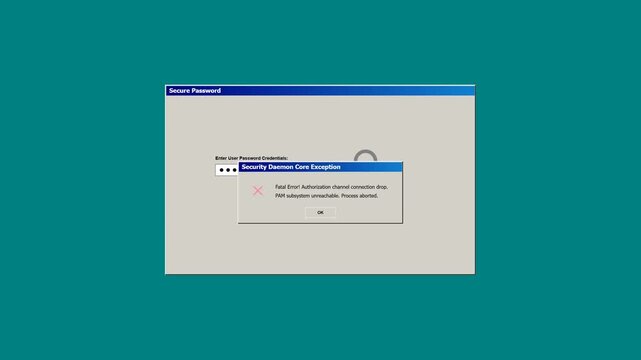 Secure Password Portal Security Daemon Core Exception Fatal Connection Error Animation