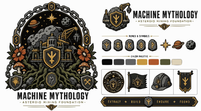 Machine Mythology Emblem and Badge Design Collection.