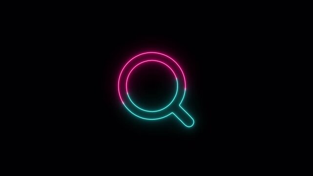  Glowing magnifying glass icon appears centered on a screen  an active information scan animated search icon searching icon animated.