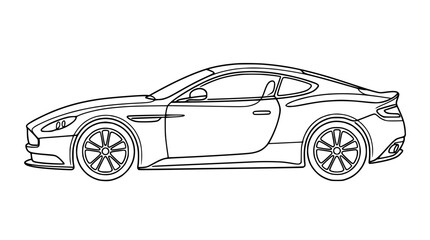 Fototapeta premium Sleek Sports Car Line Art, Automotive Design Sketch, Modern Luxury Vehicle Outline